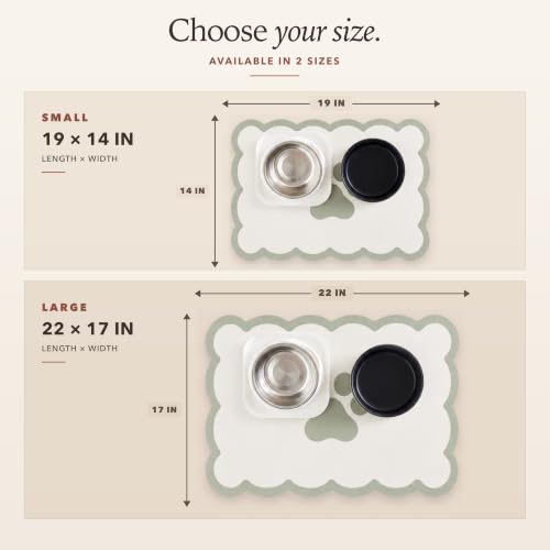Scalloped Dog Feeding Mat (Sage / 19"L x 14"W)