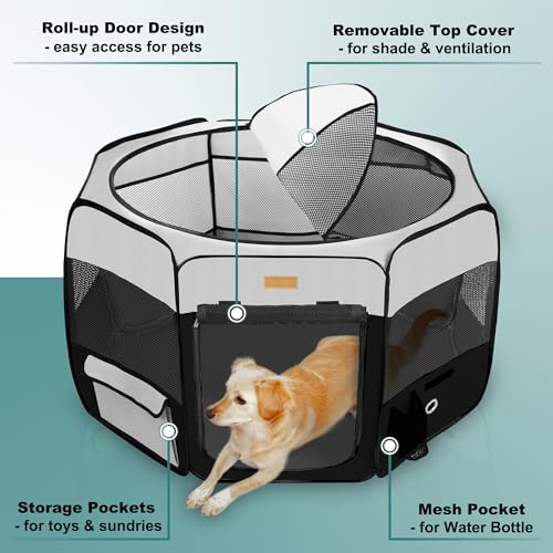 Portable Dog Playpen (X-Large / Black)