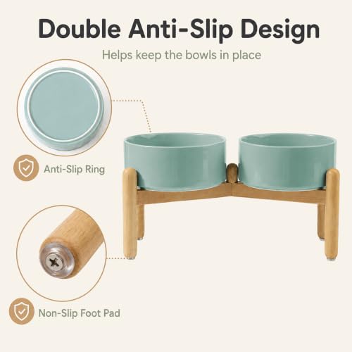 Ceramic Dog Bowls Elevated (Light Green)