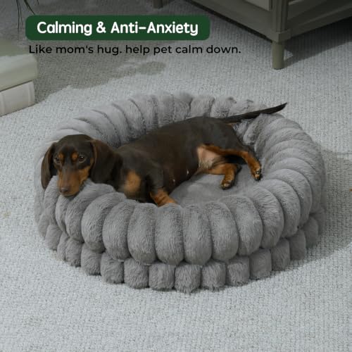 Luxury Donut Dog Bed (24.0"L x 24.0"W x 6.5"Th / Gray)