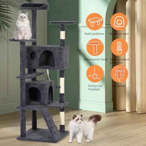 62" Cat Tree Tower (62in / Dark Gray)