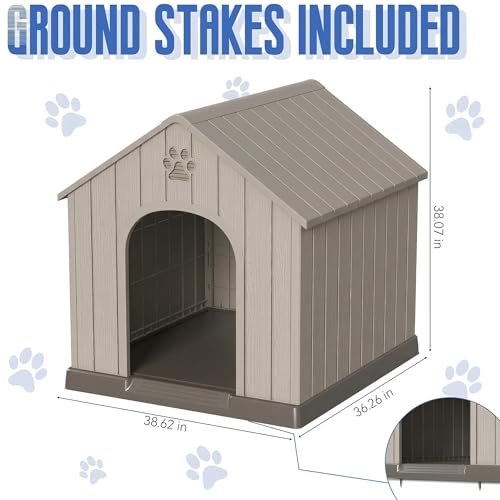 Outdoor Dog House Waterproof Roof (Light Gray / Large Dog: 38 Inch)