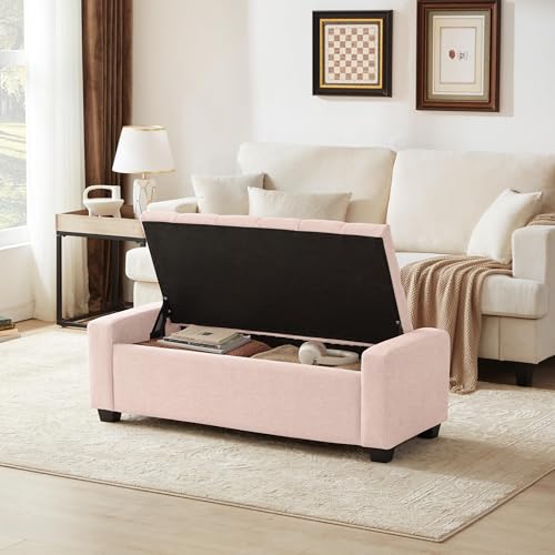 48" Ottoman with Storage (Pink / 19.7"D x 48"W x 16.9"H)