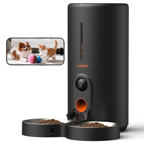 Automatic Cat Feeder with Camera for Two Cats (Black/Grey)
