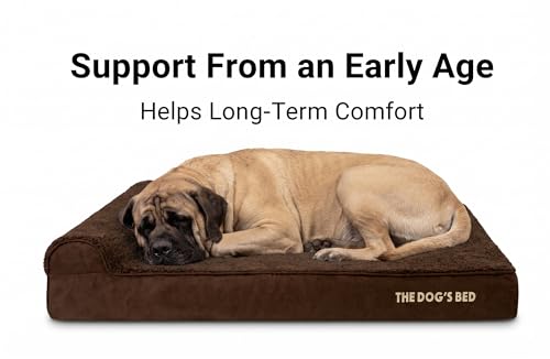 The Dog’s Bed Orthopedic Memory Foam Dog Bed with Headrest XXL (Brown Plush / XXL (54"L x 36"W x 4"Th))