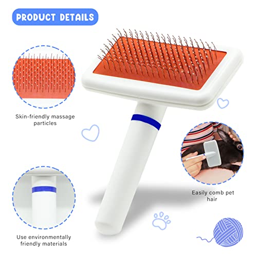 Pet Grooming Kit with Slicker Brush Bath Massage Glove Brush Pet Shedding Comb Nail Clipper Trimmer 6 Piece Set for Rabbit Kitten Guinea Pig Cat Chinchilla Ferret Small Animals (Blue)
