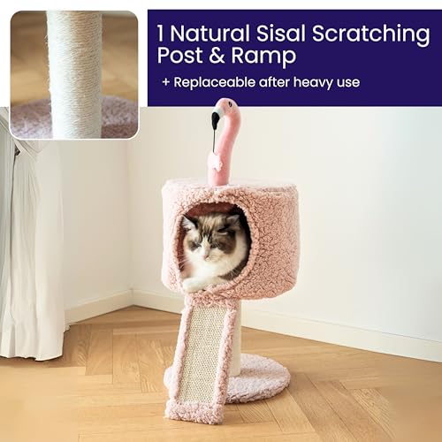 2 Level Small Cat Tree with Condo (Pink)