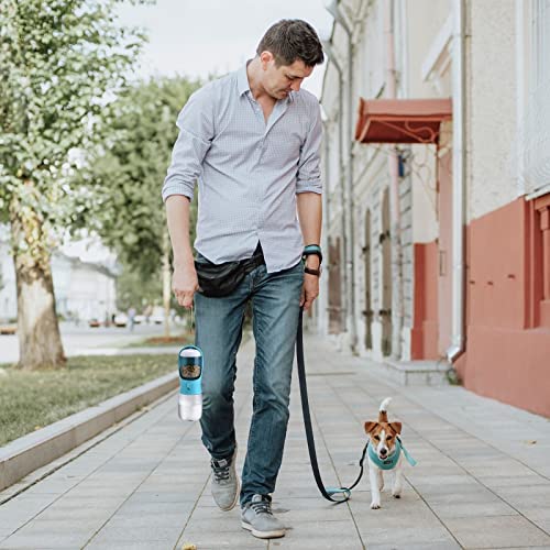 Dog Water Bottle Portable with Food Container & Filter for Travel (#01 Blue / 19oz)