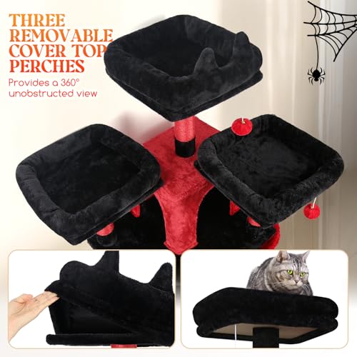 Gothic Cat Tree Tower for Multiple Adult Cats (82 inch / Blood-Goth)