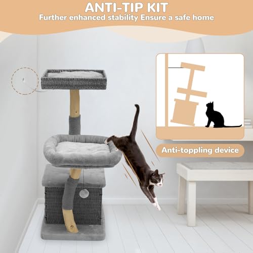 Modern Cat Tree for Indoor Cats (Two layer Grey)