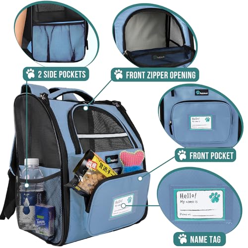 Dog Backpack Carrier Airline Approved Cat Pet Puppy Bag (Light Blue)