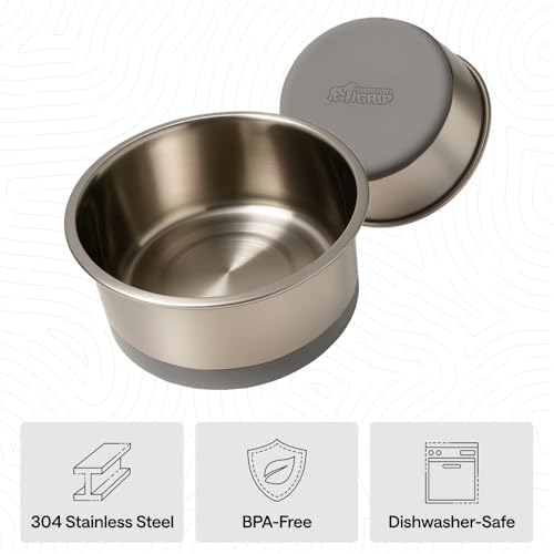 Dog Bowl Food Grade Stainless Steel Water Bowls (Gray / 8 Cup - Single Bowl)