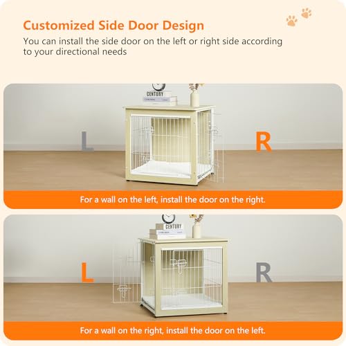 27" Dog Crate Furniture (White Oak / 27.2"L x 20.1"W x 23.6"H)