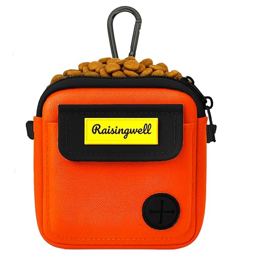 Dog Treat Pouch for Pet Walking and Training with Clicker (Two Bag / d6.Orange1)