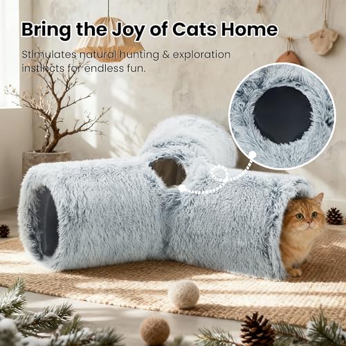 Plush Cat Tunnel (Light Grey / Small)