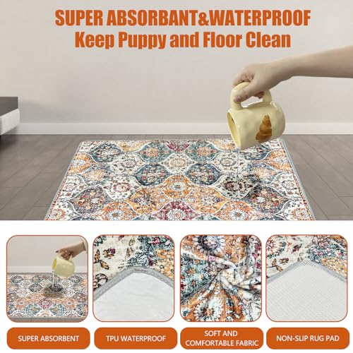 Washable Pee Pads for Dogs (36" x 42" (2 Pack) / Orange)
