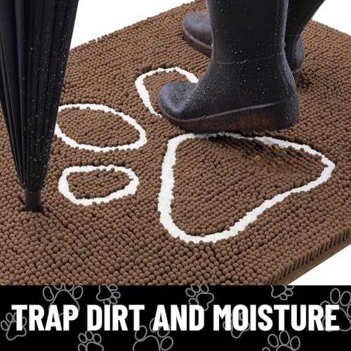 Dog Door Mat for Muddy Paws (48"X30" / Coffee and White)