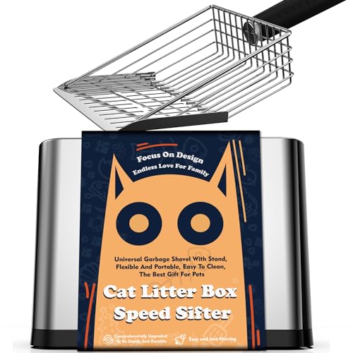 Heavy Duty Stainless Steel Cat Litter Scoop with Holder