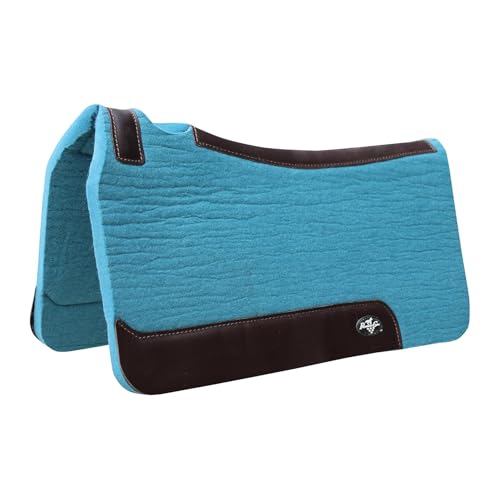 100% Steam Pressed Wool Felt Western Saddle Pad (31" x 32" x 1" / Pacific Blue)