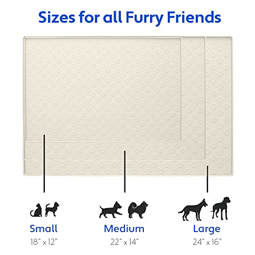 100% Waterproof Dog Food Mat (Cream / 18"L x 12"W)