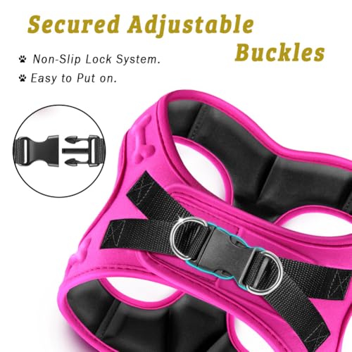 Comfort Fit Dog Harness Soft Padded No Pull Harness with Adjustable Buckles for Small Medium Large Dogs Step in Pet Vest with Easy Control Handle for Walking Jogging Running Training Dogs & Puppies (S (Chest 14.5"-17") / Pink)