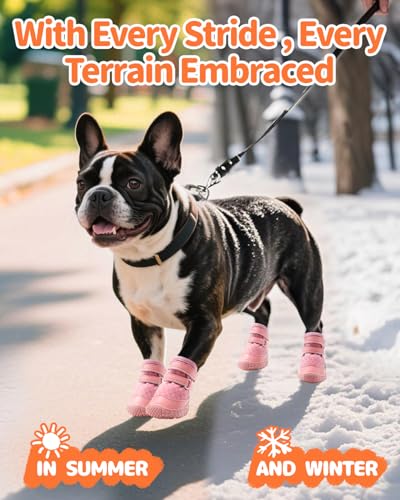 Dog Shoes for Small Dogs (Light Pink / Width 1.29 inches)