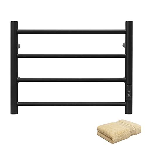 Towel Warmer Wall Mounted with Built (4 Bars / Round-matte Black)