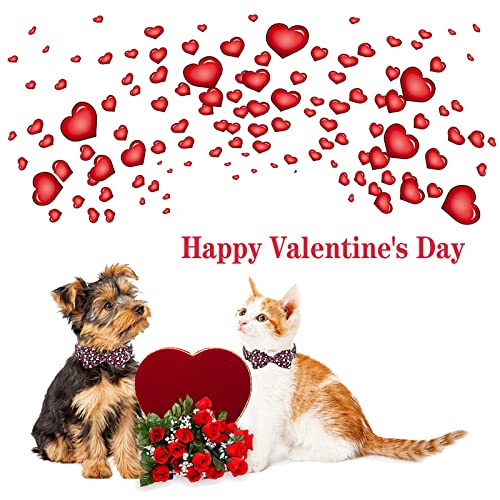 Valentine's Day Dog Collar with Bow Tie Black & Red Heart Puppy Collar Best Gothic Style Gift for Small Medium Large Boys Girls (X-Small / Gothic Love)