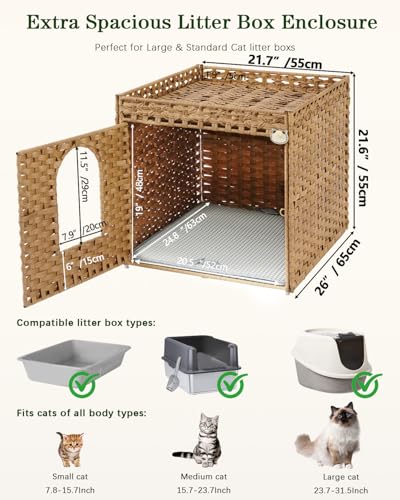 Cat Litter Box Enclosure Furniture (Natural / XL)