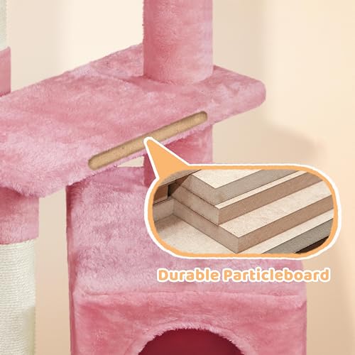 Cat Tree 34in Cute Cat Tower for Indoor Cats (Pink)