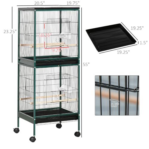 Large Bird Cage 1.7 ft. Width for Wingspan 55" (Green)