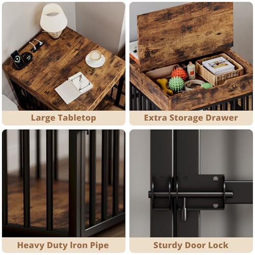 Dog Crate Furniture for Small Dogs (Rustic Brown)