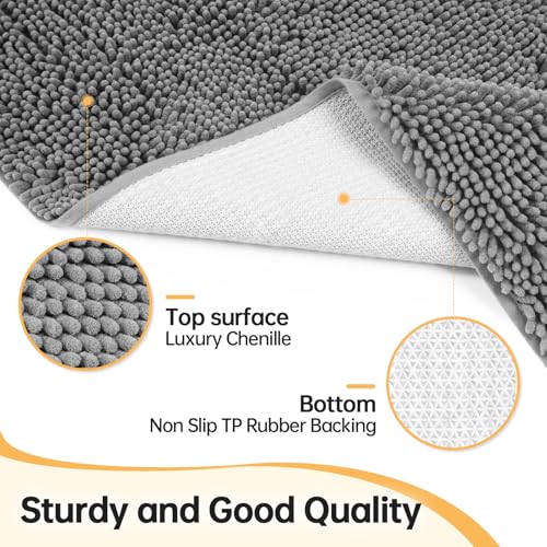 Absorbent Dog Door Mat for Muddy Paws (60"L x 30"W x 1" Th / Light Grey)