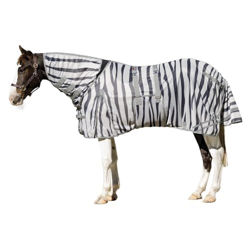 Soft Interlock Mesh II Zebra Horse Fly Sheets (Horse Size 76 / Attached Neck Euro Bellyband / Zebra)