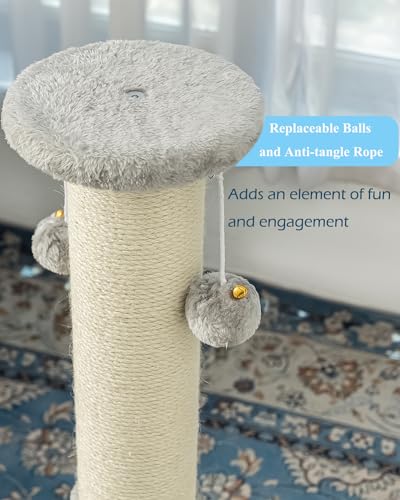 34Inch Tall Cat Scratching Post for Indoor Cats Adults (Grey)