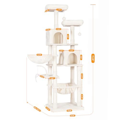 Cat Tree 70 inches Tall Cat Tower for Indoor Large Cats HCT032M (Beige / 70.08 inch)