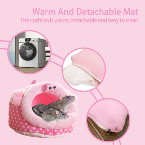 Guinea Pig Bed House & Hideout for Rat Bearded Dragon Hedgehog Ferret to Sleep and Hide (X-Large / 3.Pig)