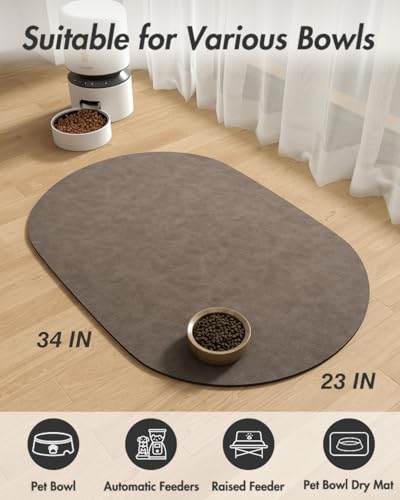 Absorbent Dog Food Mat (Brown / 23"x34")