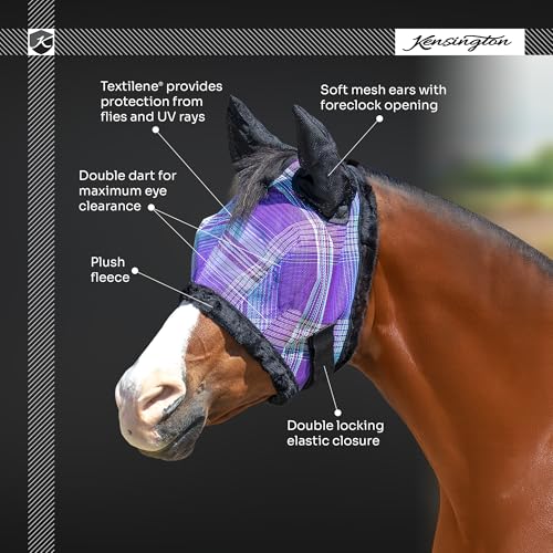 Horse Fly MASK with Fleece Ears and Forelock Hole (XL (Large Horse) / 181 - Kentucky Blue)