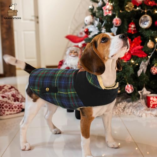 XL Plaid Dog Winter Coat Quilting Warm Cold Weather Puffer Jacket (X-Large / Green Plaid)