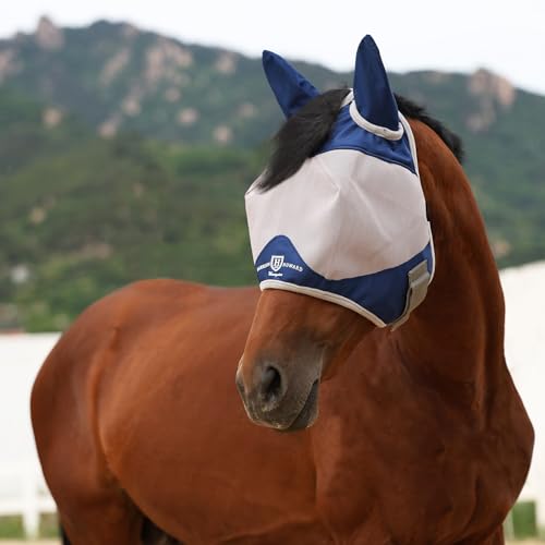 Half Face Horse Fly Mask UV Protection and Breathable for Equine Use Comfortable Navy XL (navy / X-Large (Warmblood))