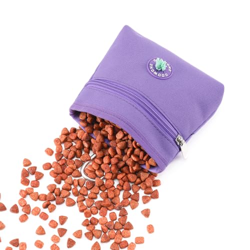 Dog Treat Pouch with Pet Training Clicker (Purple)
