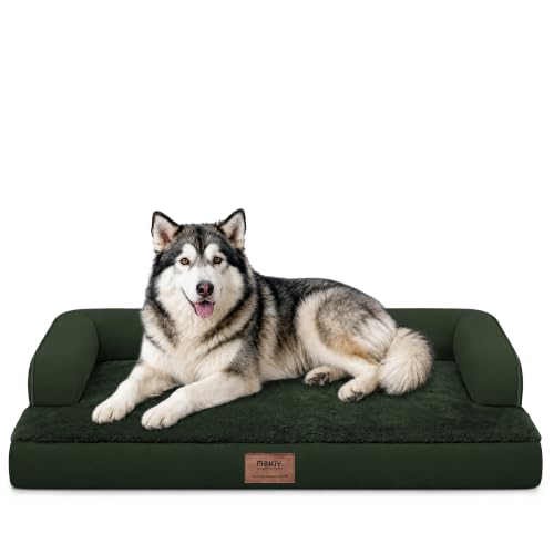 XXL Orthopedic Waterproof Dog Bed with Bolster for Extra Large Dogs (45.0"L x 35.0"W x 8.0"Th / Outpost Olive)