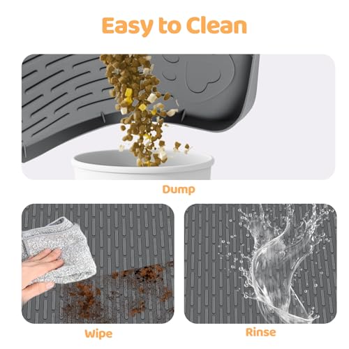 Dog Food Mat 34''x22'' Extra Large Dog Mat for Food and Water (34"L x 22"W / Dark Grey)