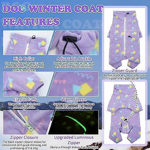 Dog Fleece Jumpsuit Large (2XL / Purple-geometry)