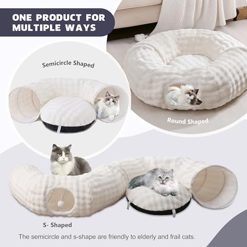 Bubble Round Cat Tunnel for Indoor Cats (Cream White / Round)