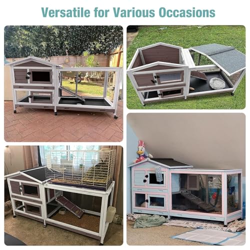 62" Rabbit Hutch with Chew ((Brown))