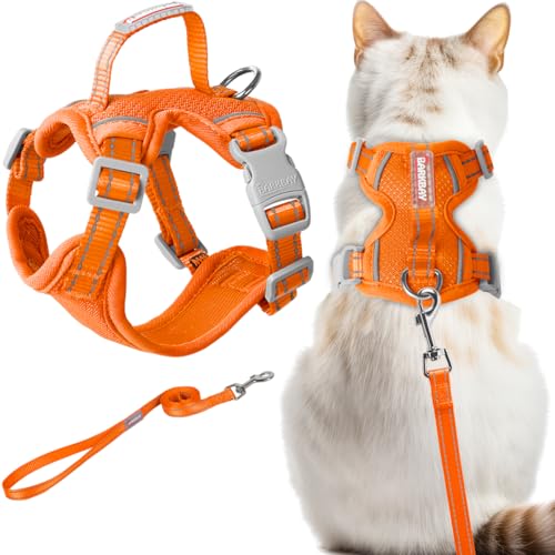 Cat Harness and Leash Set Escape Proof for Kitten Walking (XX-Small / Orange)