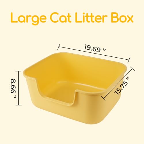 Large Cat Litter Box with High Sides (Long Side Entry-White)