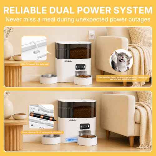 5L Automatic Cat Feeder with Camera & 3L Water Dispenser (White - Video)
